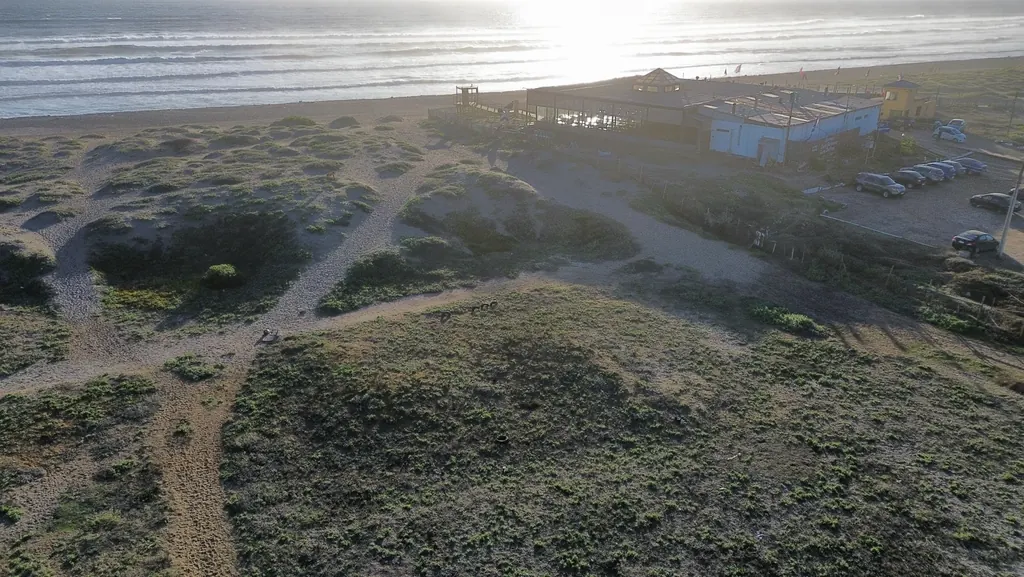 Vista aérea de la costa de Caleta San Pedro, donde están las propiedades publicadas